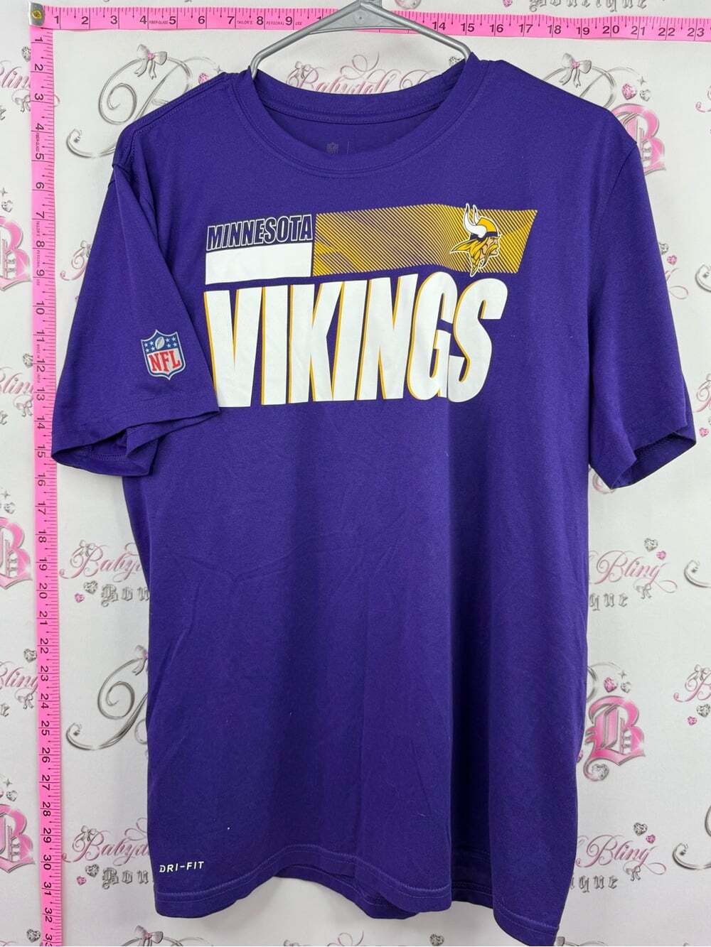 Nike on field dri fit Purple Minnesota Vikings NFL Tee with Yellow & White Logo